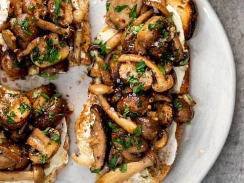 Garlic Butter Oyster Mushrooms on Toast